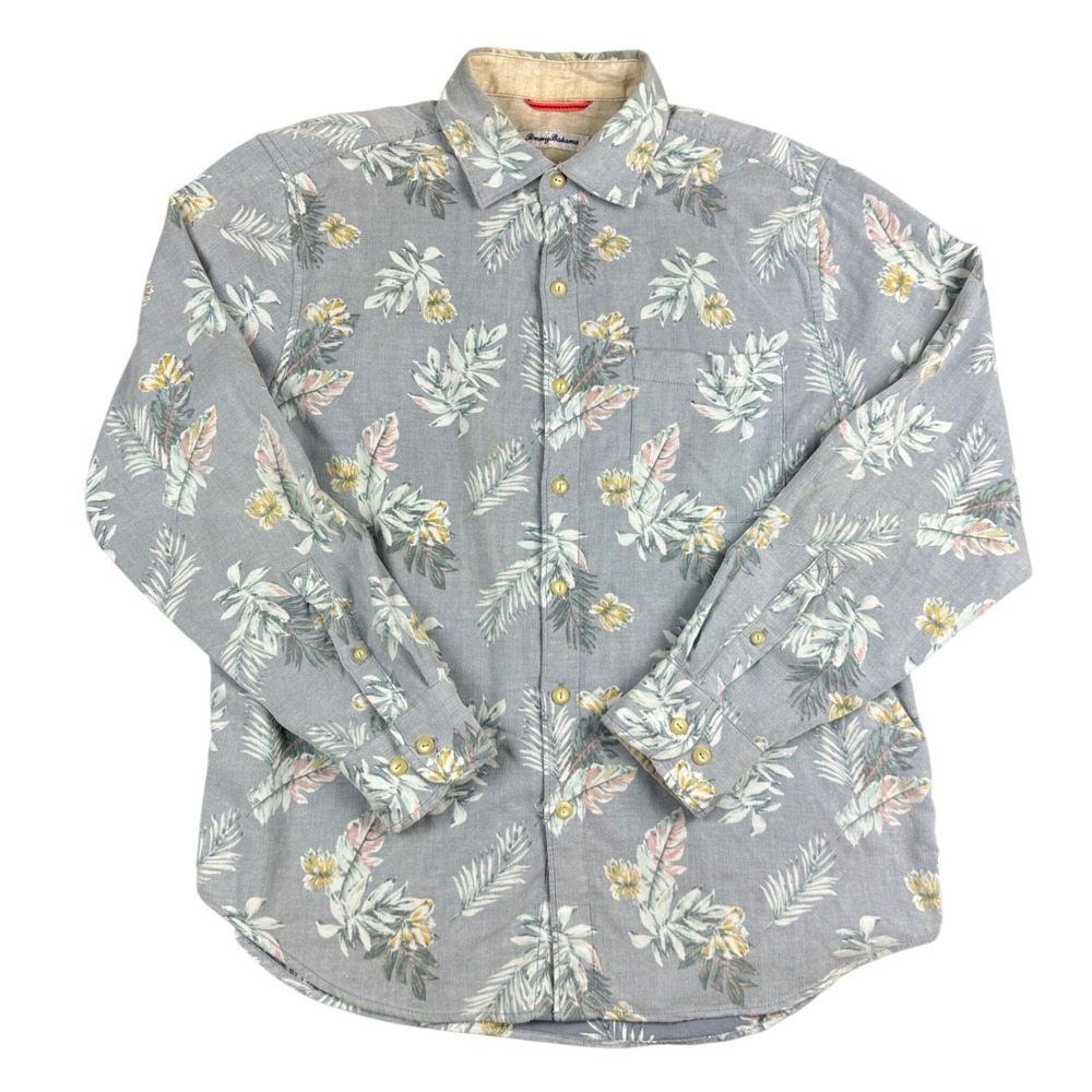 Tommy Bahama Mens Medium Corduroy Tropical Floral Long Sleeve Button Down Shirt